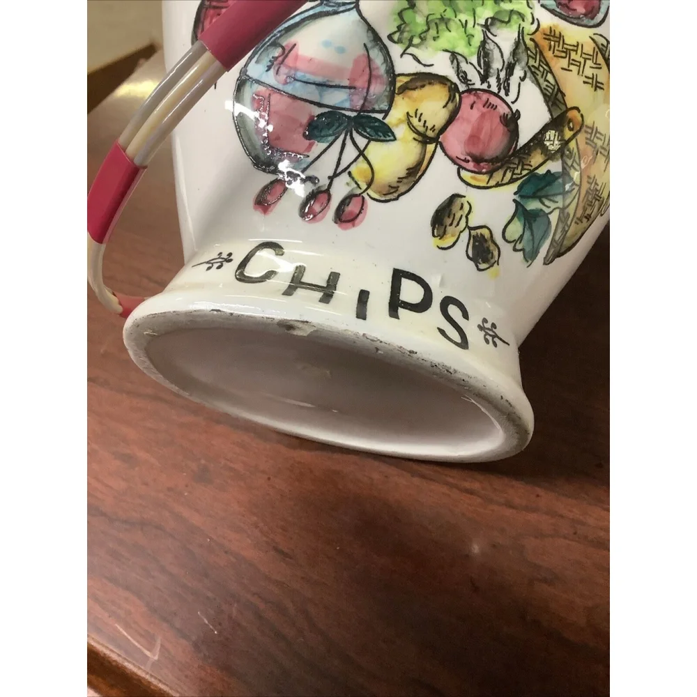vintage chips, snack, & Nuts porclean baskets with handles
